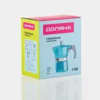 Кофеварка гейзерная Доляна Azure, на 3 чашки, 150 мл, алюминий, бирюзовая