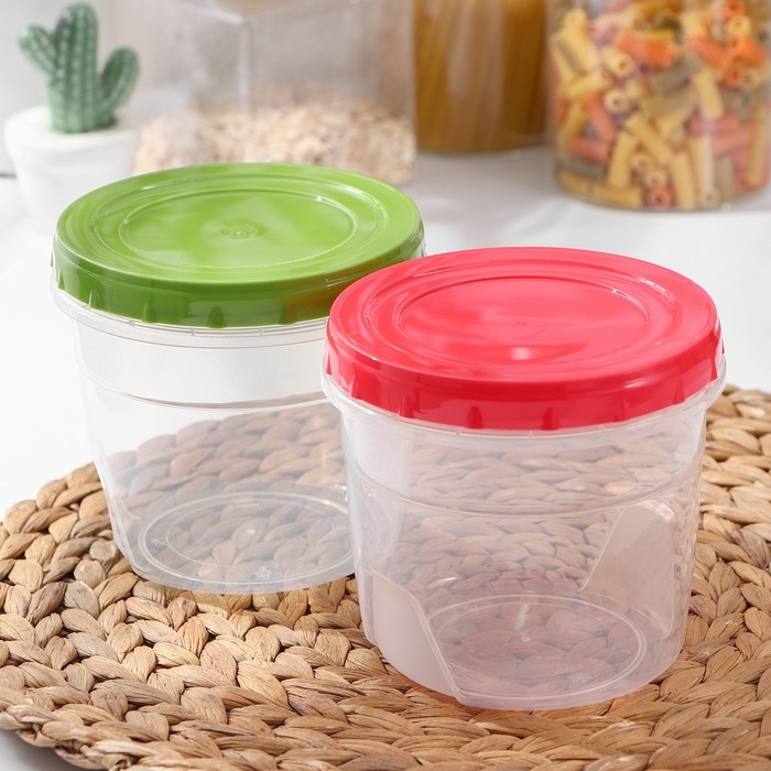 Банка для хранения продуктов, пластиковая, 1 л, прозрачная, крышка МИКС Банка для хранения продуктов, пластиковая, 1 л, прозрачная, крышка МИКС