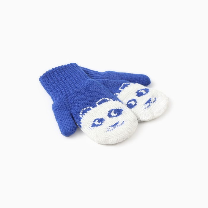 Варежки двойные детские  Варежки двойные детские "Мишка", цвет голубой, р-р 12