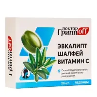 Леденцы Эвкалипт, Шалфей, Витамин С &laquo;Доктор ГриппOFF&raquo;, 20 штук