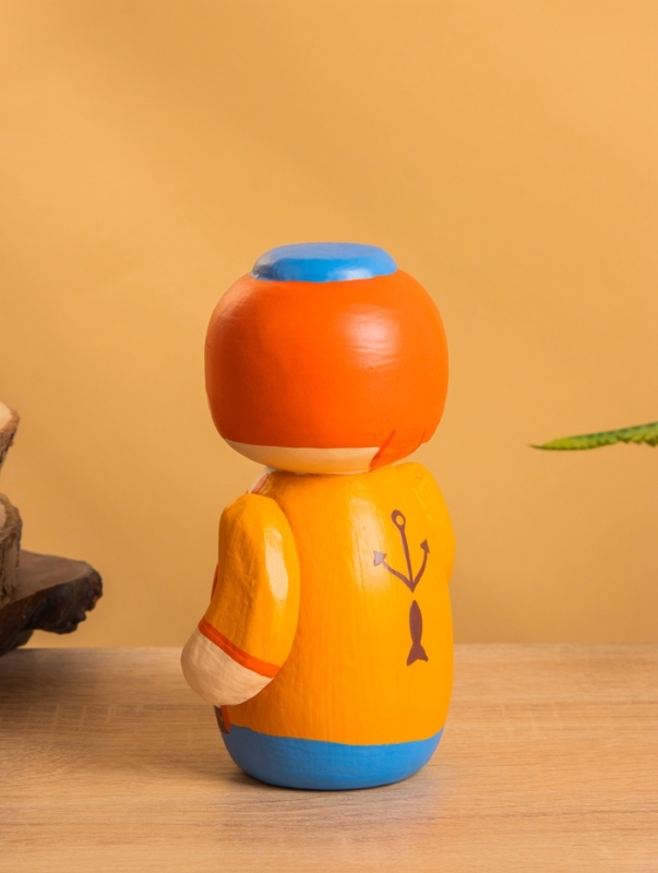 Деревянная кукла кокеши Деревянная кукла кокеши "Рыбак Бо" 11х9х15 см