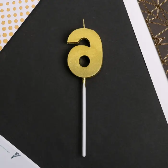 Свеча для торта, цифра &laquo;6&raquo;, 11.5&times;2.3 см