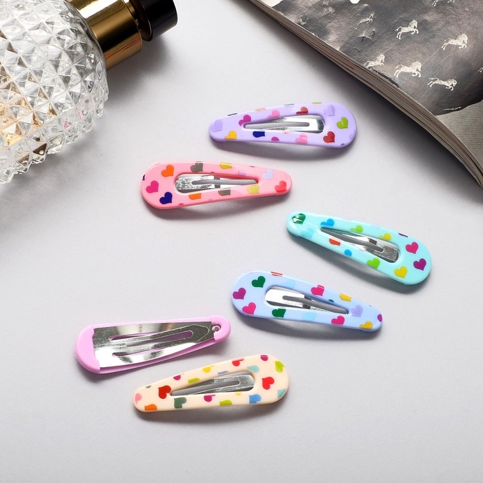 Невидимка для волос  Невидимка для волос "Беатрис" (набор 6 шт) любовь, 5 см