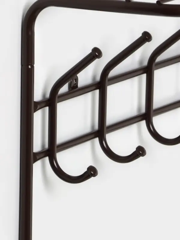 Вешалка настенная с полкой, 9 крючков, 2 яруса, 73&times;22&times;58 см, коричневая
