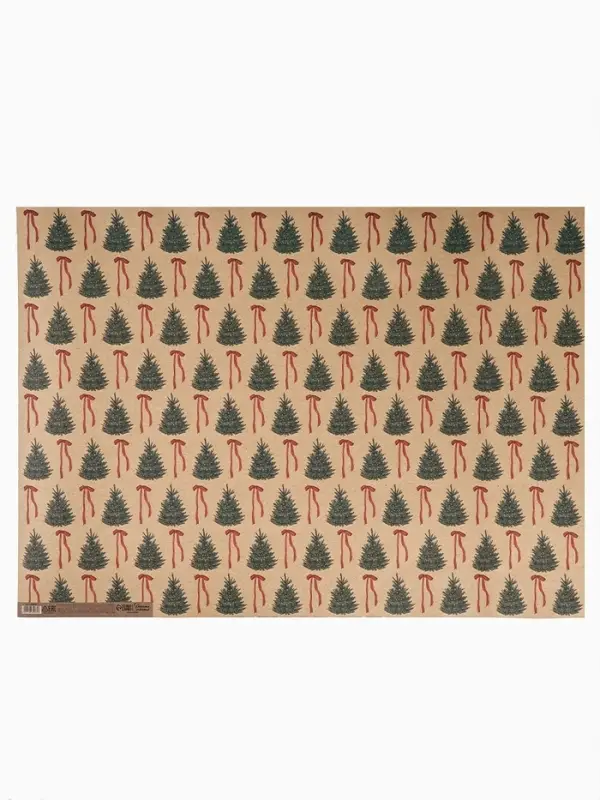 Бумага упаковочная бурый крафт &laquo;Ёлки и банты&raquo;, 50 &times; 70 см