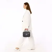 Сумка женская мессенджер TEXTURA на клапане, 24&times;7&times;16 см, тёмно-серая