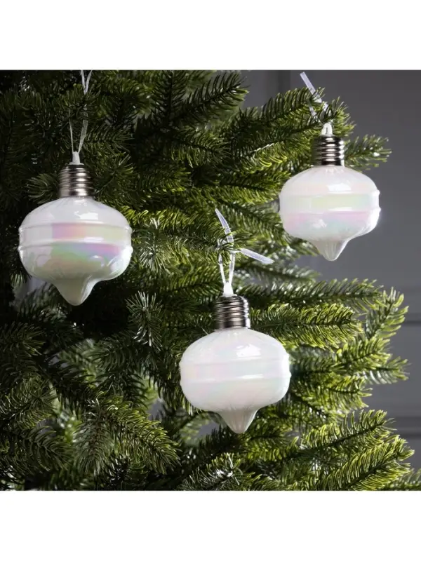 Набор ёлочных шаров &laquo;Ретро&raquo;, 3 шт., 8&times;7 см, 3 LED, от батареек AG13&times;9, свечение тёплое белое