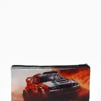 Косметичка-пенал на молнии, с изображением автомобиля, рыжая
