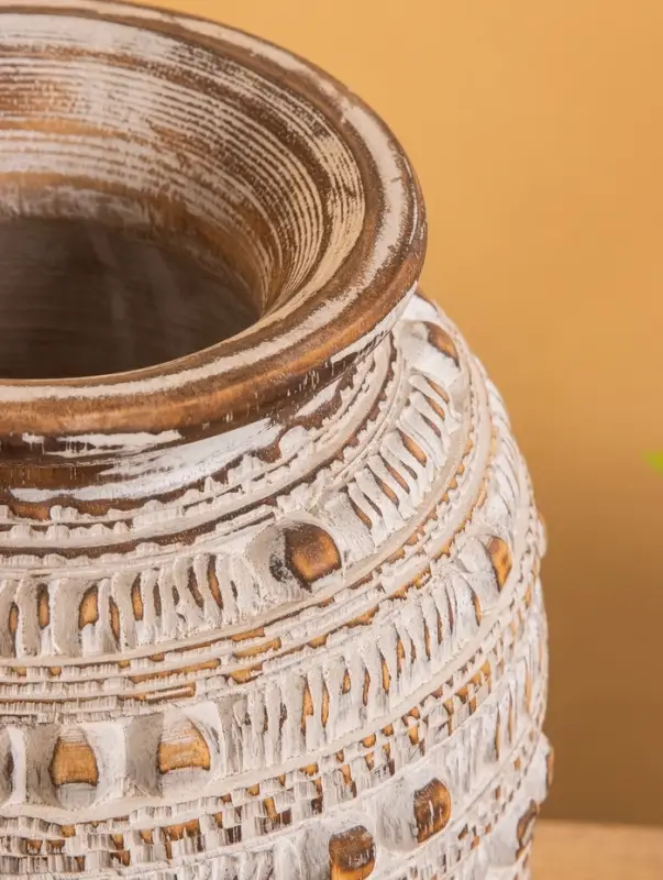 Ваза интерьерная, дерево 23х23х30 см, цв. коричневый Ваза интерьерная, дерево 23х23х30 см, цв. коричневый