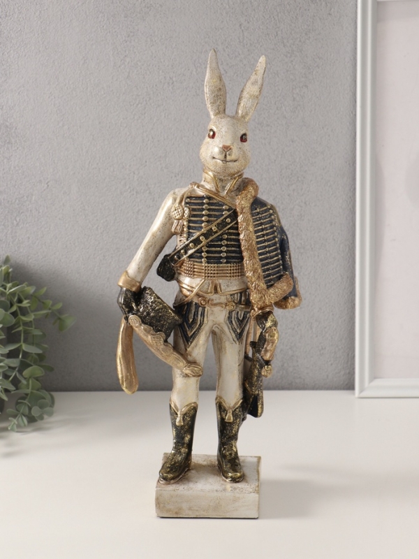 Сувенир полистоун Сувенир полистоун "Зайчик в мундире" 11,5х16,5х40 см