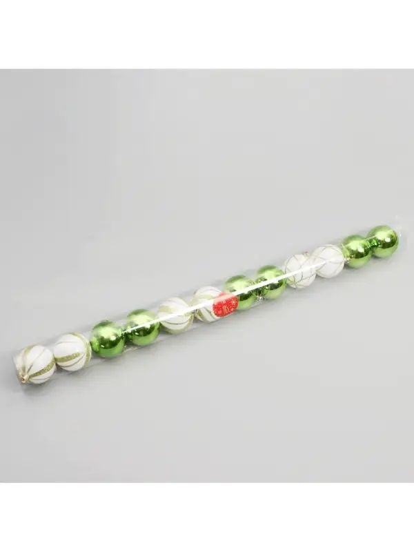 Ёлочные игрушки &laquo;Агнет&raquo;, шары новогодние, d=6 см, набор 12 шт., волны, бело-зелёный