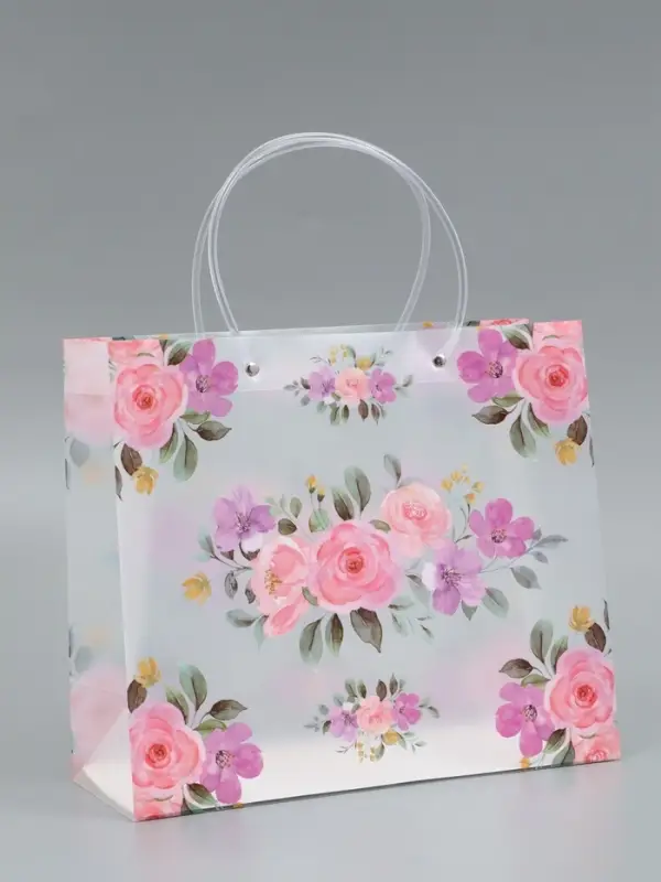 Пакет подарочный прозрачный , "Цветы" 30 х 26 х 12