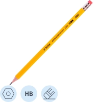 Карандаш чернографитный Deli Scribe HB 6-гр, с ластиком, желтый EC003-HB