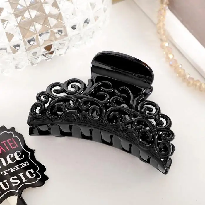 Крабик для волос «Глянец», ажурный узор, 6.5 см, чёрный Крабик для волос «Глянец», ажурный узор, 6.5 см, чёрный