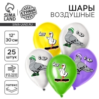 Воздушные шары латексные 12" «Крутые птицы», 25 шт.