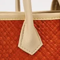 Сумка плетёная на застёжке из пандана, 30&times;10&times;35 см, бежево-оранжевая