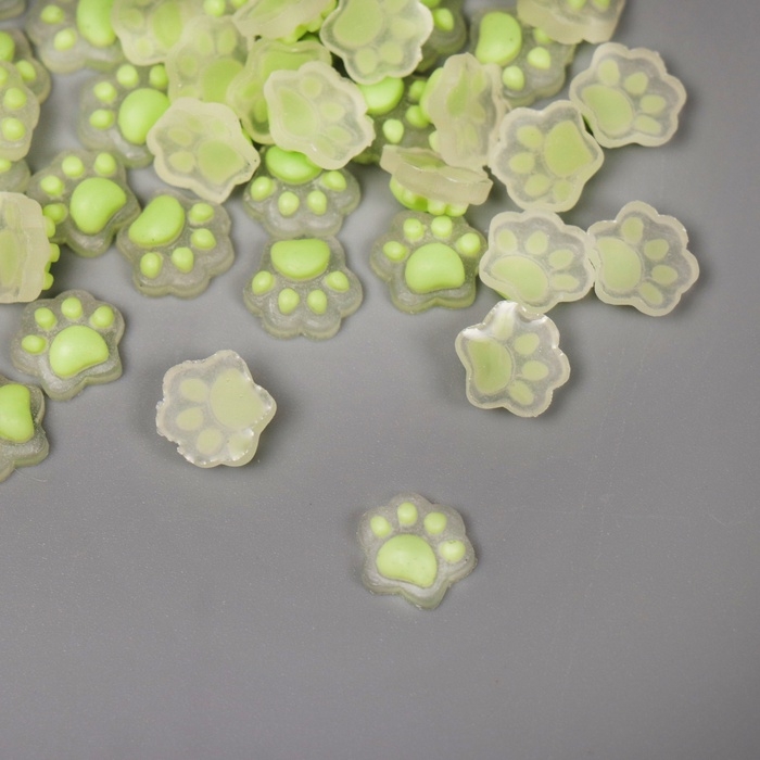 Декор для творчества акрил Декор для творчества акрил "Лапка" зелёный светится в темноте, меняет цвет от у/ф набор 50 шт 0,8х0,