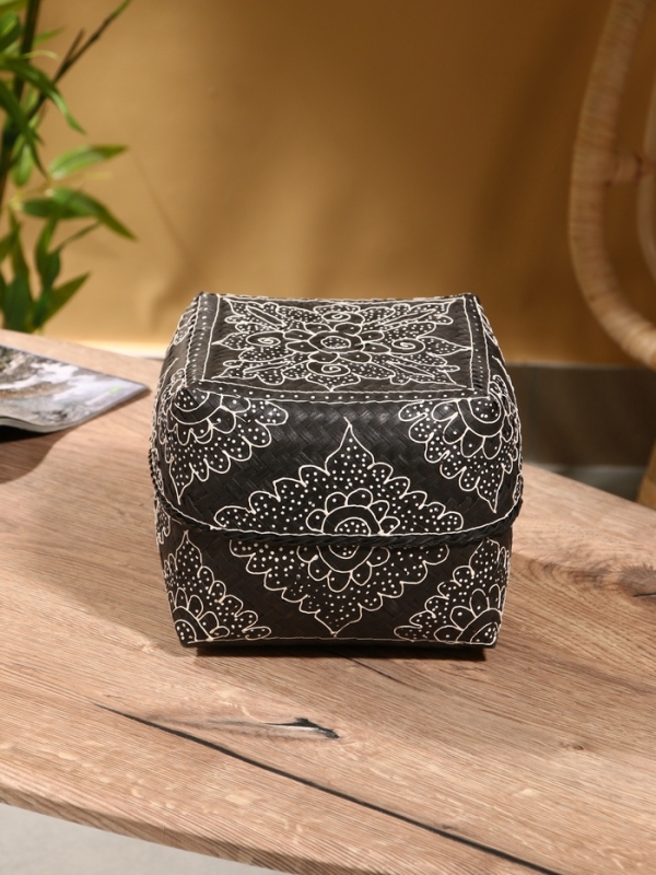 Корзинка плетеная "Бонтанг" бамбук 19х19х14 см, тёмная