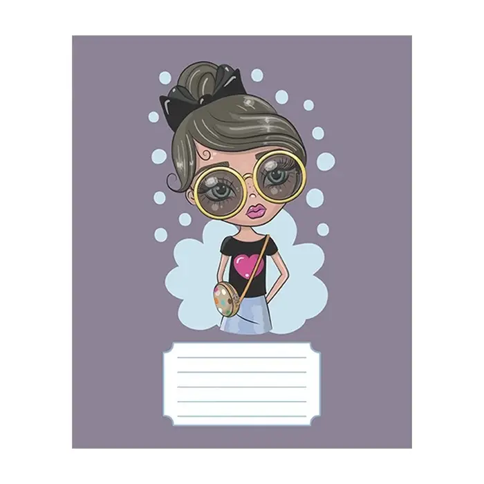 Тетрадь 24 листа в линейку, Calligrata, Fashion, обложка мелованный картон, серые листы, МИКС