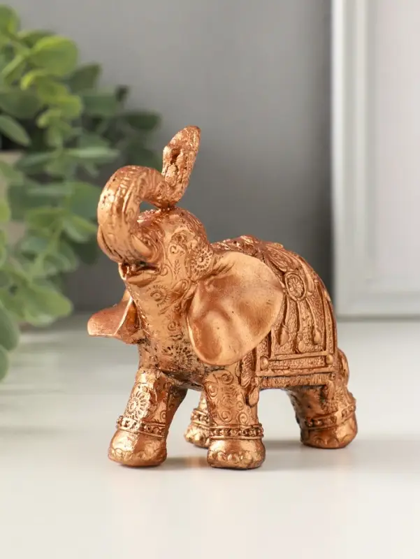Фигурка гипс &laquo;Слон резной&raquo;, 10&times;9.5&times;3 см, под бронзу