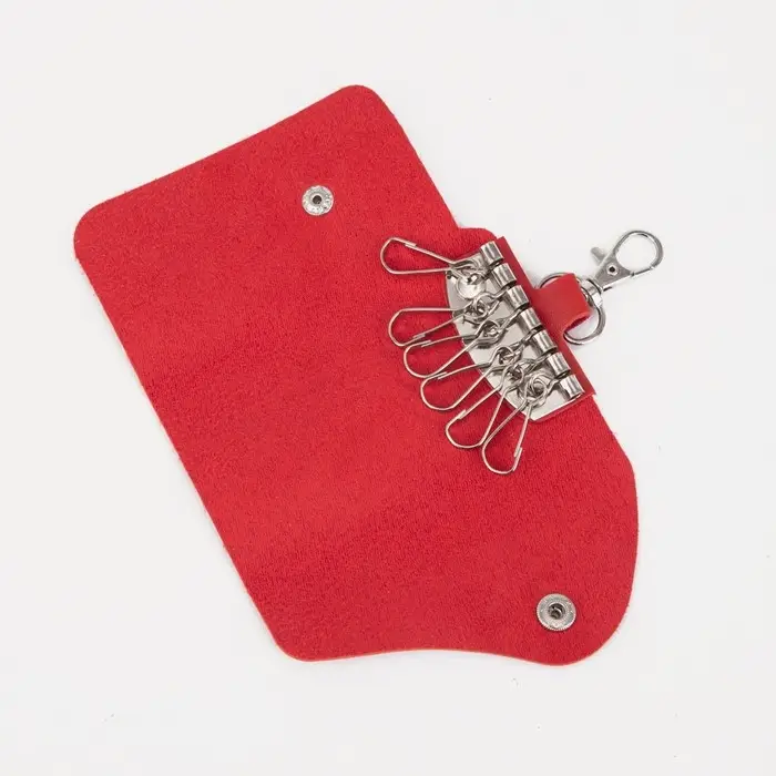 Ключница на кнопке, длина 10.5 см, 7 карабинов, цвет красный Ключница на кнопке, длина 10.5 см, 7 карабинов, цвет красный