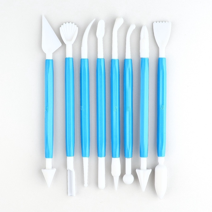 Набор стеков для лепки 8 шт, пластик ТМ Наброскин Набор стеков для лепки 8 шт, пластик ТМ Наброскин "Голубые"