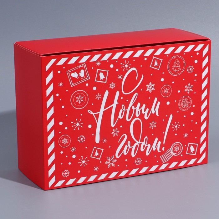 Подарочная коробка складная, новогодняя«С Новым годом», 25 х 18 х 10 см, Новый год Подарочная коробка складная, новогодняя«С Новым годом», 25 х 18 х 10 см, Новый год