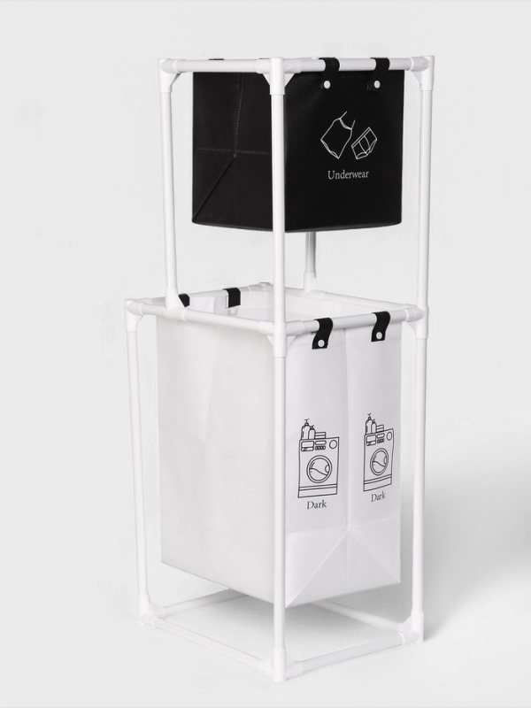 Корзина для белья складная 28х39х95 см, цвет черный, белый Корзина для белья складная 28х39х95 см, цвет черный, белый