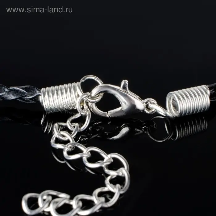 Шнурок кожаный d=3 мм, 45 см, чёрный, косичка Шнурок кожаный d=3 мм, 45 см, чёрный, косичка