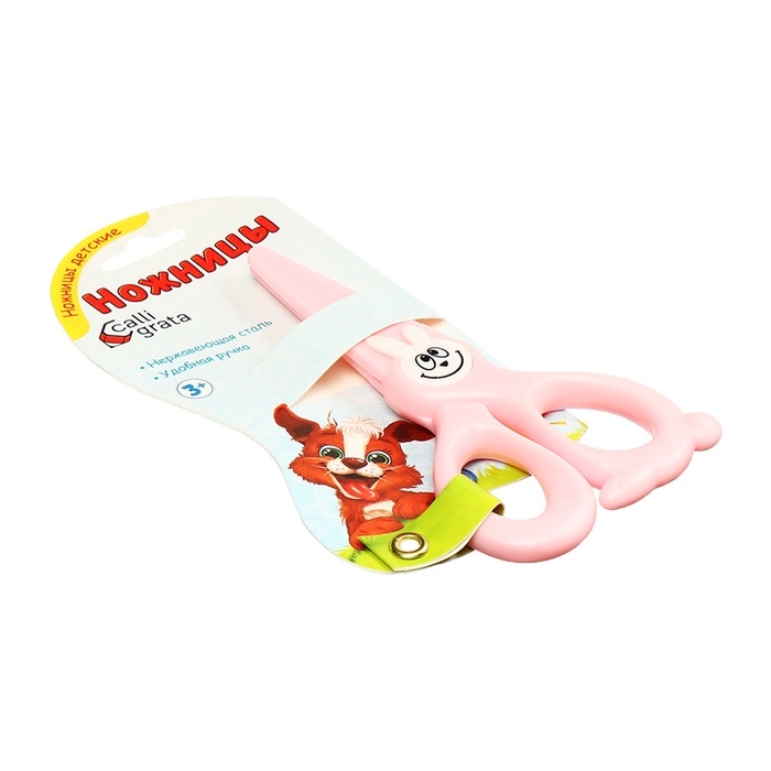 Ножницы 11,8см пластиковые ручки, закругленные концы лезвий, Зайчик розовый CALLIGRATA Ножницы 11,8см пластиковые ручки, закругленные концы лезвий, Зайчик розовый CALLIGRATA