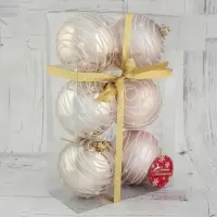 Ёлочные игрушки &laquo;Жемчужный орион&raquo;, шары новогодние, d=8 см, набор 6 шт., розовый/золотистый