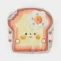 Ланч-бокс "Завтрак", 3 отделения, вилка и ложка, размер 16х15,5х8 см, цвет коричневый