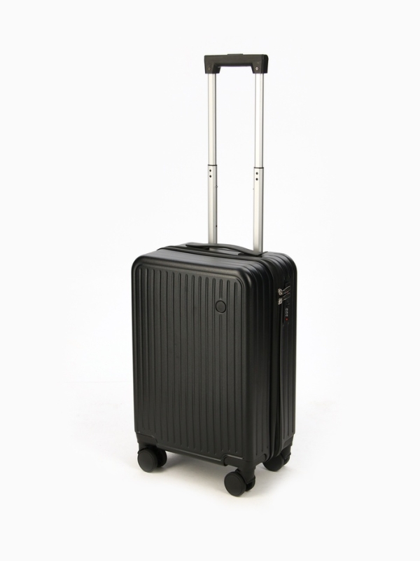 Чемодан 20 Чемодан 20", PС, 34*22*56, отд на молнии, код замок, 4 колеса, черный