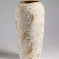 Ваза настольная керамика "Сэнс" 28,5х13 см, бело-золотой