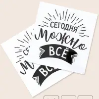 Салфетки бумажные однослойные &laquo;Сегодня можно всё&raquo;, 24&times;24 см, набор 100 шт.