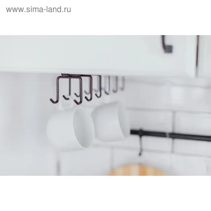 Держатель для кружек подвесной Доляна, на 12 предметов, 27&times;5&times;7.5 см, коричневый