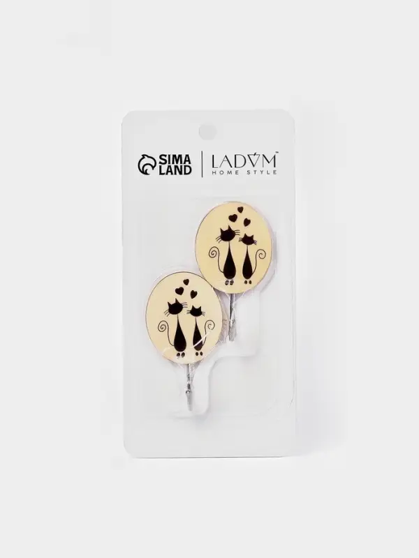 Набор самоклеящихся крючков LaDо́m Wooden animals, 2 шт., 8&times;2.7&times;4.3 см