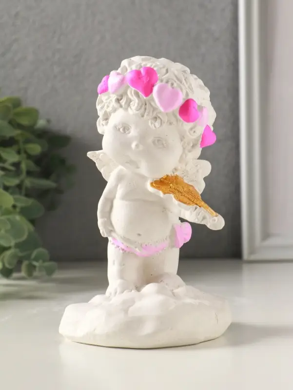 Фигурка гипс &laquo;Ангел со скрипкой&raquo;, 14&times;9&times;9 см, белый с росписью