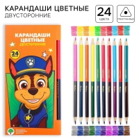 Цветные карандаши, 24 цвета, двусторонние, Щенячий патруль