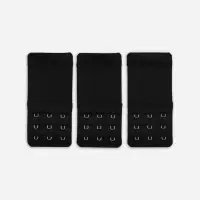 Застёжка для бюстгальтера, удлинитель, 3 ряда 3 крючка, 5&times;8.5 см, 3 шт., чёрная