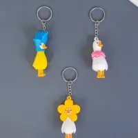 Брелок для ключей на кольце &laquo;Утёнок в карнавальной шапке&raquo;, резина, 2.4&times;1.5&times;6.4 см, МИКС