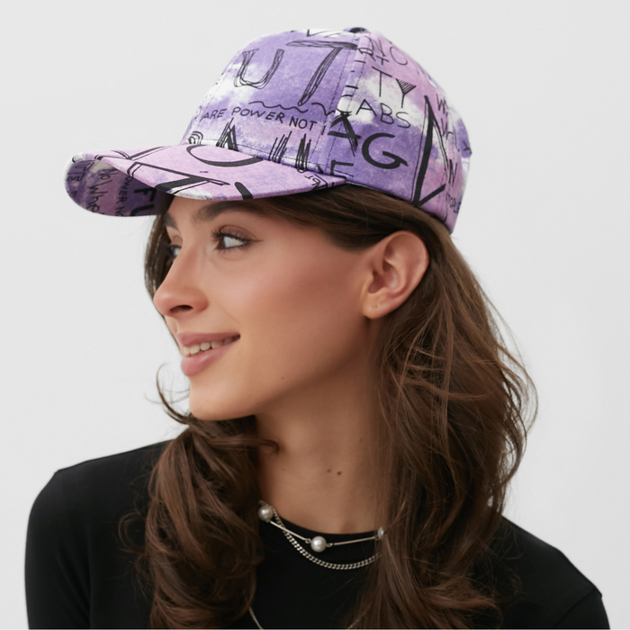Кепка MINAKU с надписями, цвет сиреневый, р-р 58