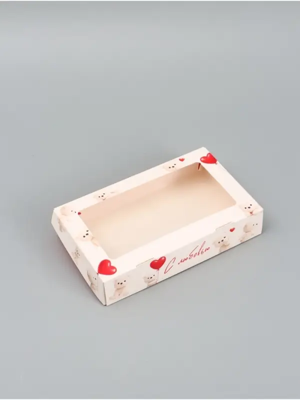 Коробка подарочная складная &laquo;С любовью&raquo;, 20&times;12&times;4 см, с окном