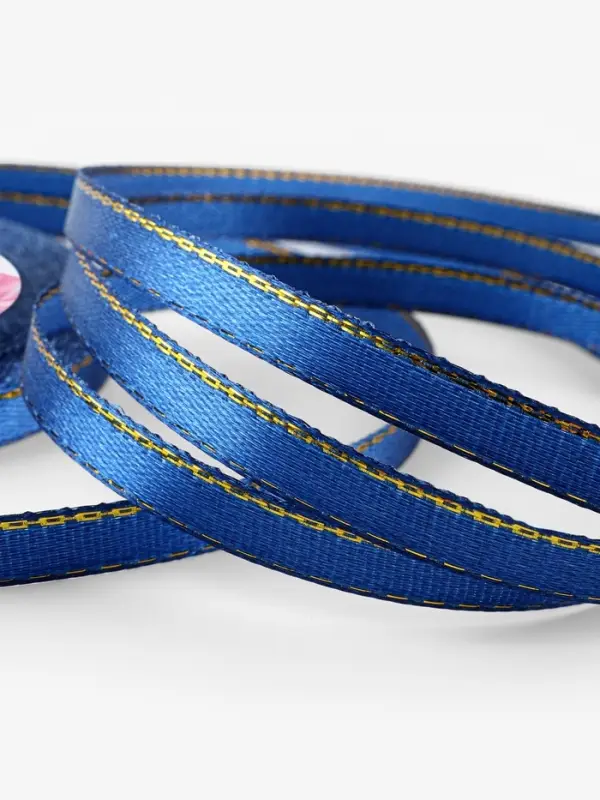 Лента атласная, с золотым люрексом, 6 мм, 23±1 м, синяя №038 Лента атласная, с золотым люрексом, 6 мм, 23±1 м, синяя №038