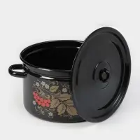 Кастрюля эмалированная &laquo;Рябина&raquo;, 7 л, d=26.5 см, черно-красная