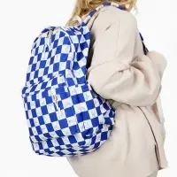 Рюкзак молодёжный на молнии, с карманами, в клетку, размер 30&times;13.5&times;41 см, синий