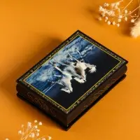 Шкатулка «Три коня», 10×14 см, лаковая миниатюра Шкатулка «Три коня», 10×14 см, лаковая миниатюра