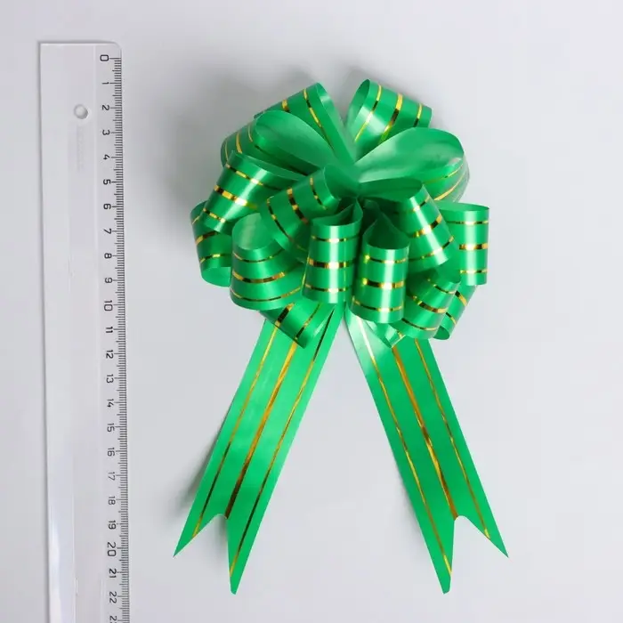 Бант - шар №3 «Золотые полосы», зелёный Бант - шар №3 «Золотые полосы», зелёный