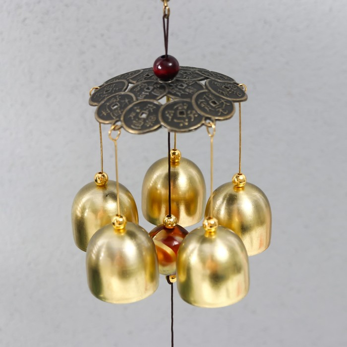 Музыка ветра металл Музыка ветра металл "Слон на монетках" 5 колокольчиков 41х6 см