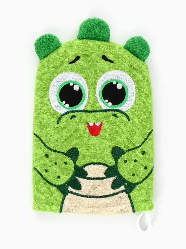 Мочалка детская для купания &laquo;Крокодильчик Кроки&raquo;, варежка, из махры, ЦЫП-ЦЫП
